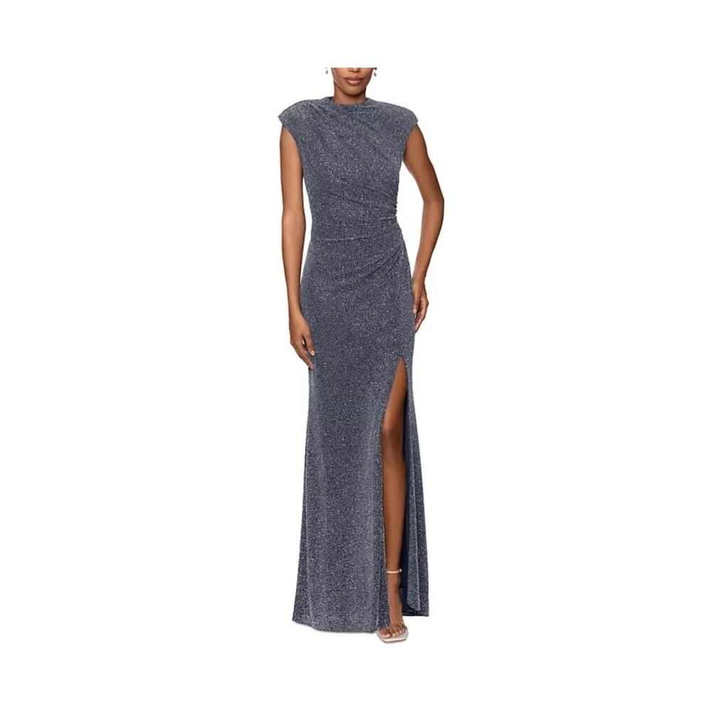 Betsy & Adam Women's Sleeveless Mock-Neck Glitter Gown (new) - Picture 1 of 6